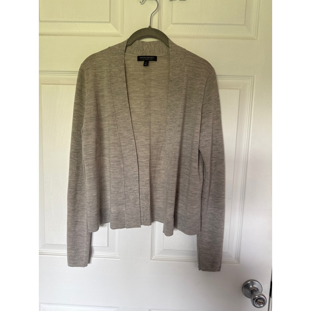 Banana Republic Womens Oatmeal Beige 100% Merino Wool Open Front Cardigan M